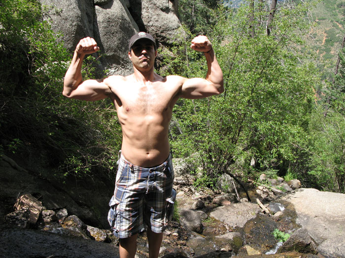 Chrissy showing off at Catamount Falls, Colorado