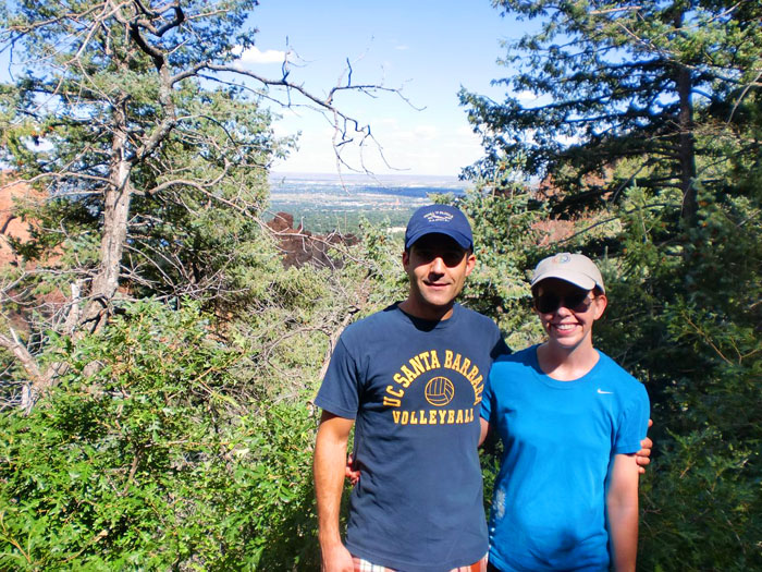 David and Sarah hiking up by Helen Hunt Falls