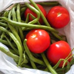 Homegrown tomatoes with farmers market green beans, Colorado Springs, summer 2010